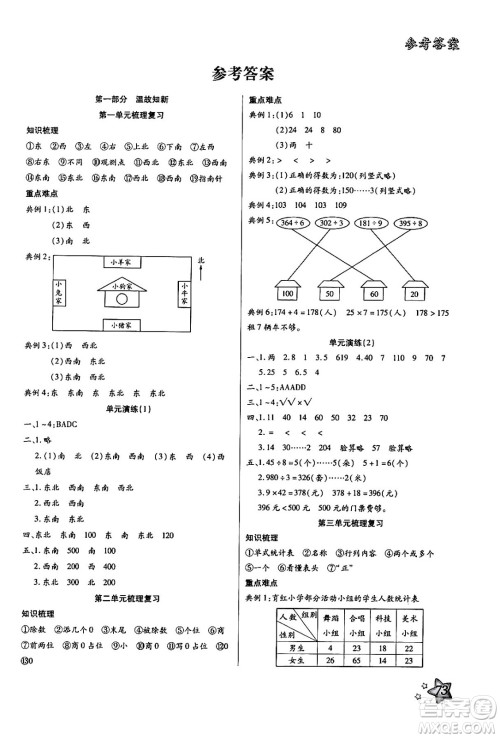 河北美术出版社2024年好学生暑假生活三年级数学通用版答案