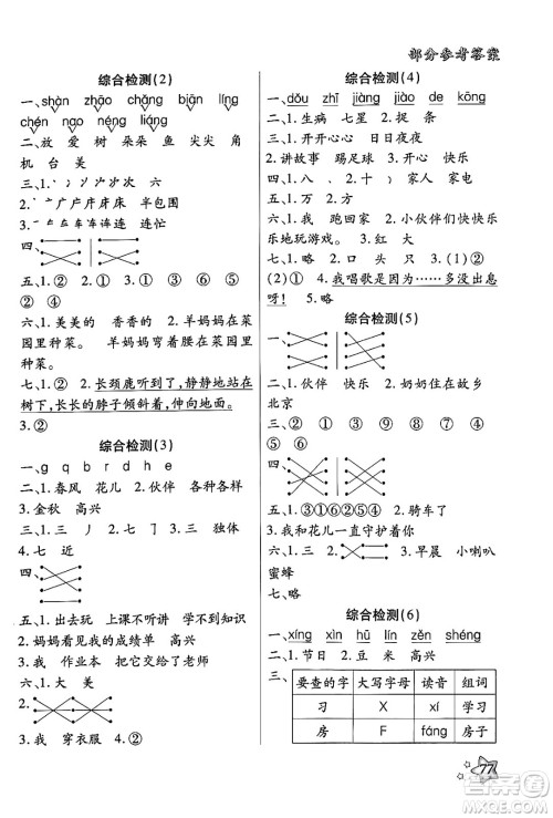 河北美术出版社2024年好学生梳理复习与衔接暑假一年级语文通用版答案