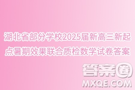 湖北省部分学校2025届新高三新起点暑期效果联合质检答案