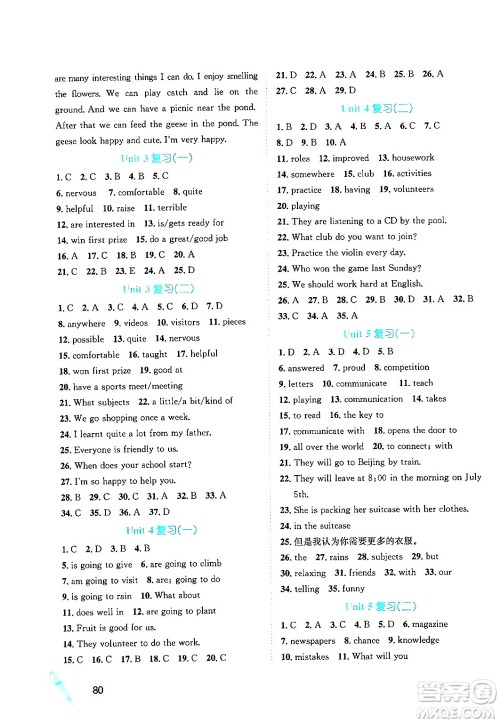 河北少年儿童出版社2024年桂壮红皮书暑假天地七年级英语冀教版答案