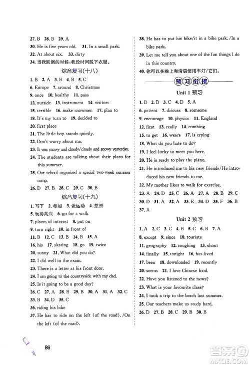河北少年儿童出版社2024年桂壮红皮书暑假天地七年级英语冀教版答案