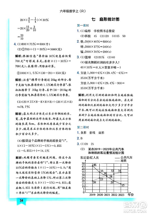 龙门书局2024年秋黄冈小状元作业本六年级数学上册人教版答案