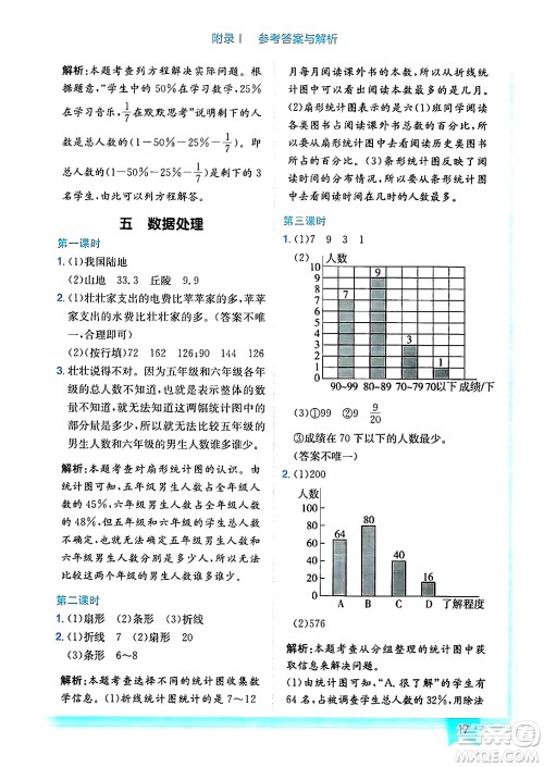 龙门书局2024年秋黄冈小状元作业本六年级数学上册北师大版答案