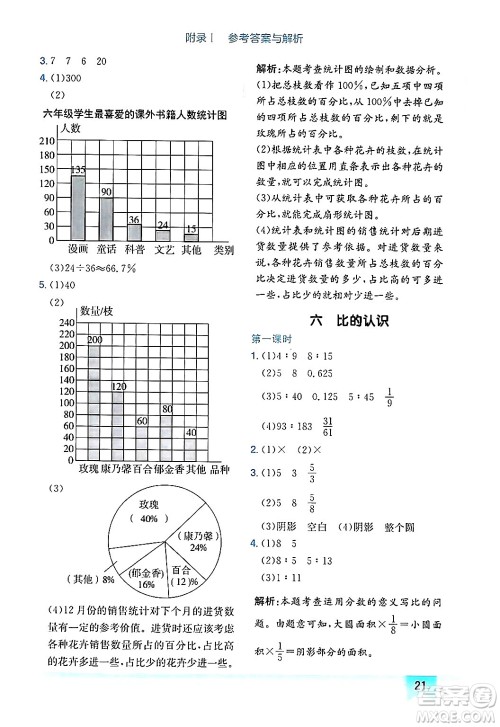 龙门书局2024年秋黄冈小状元作业本六年级数学上册北师大版广东专版答案