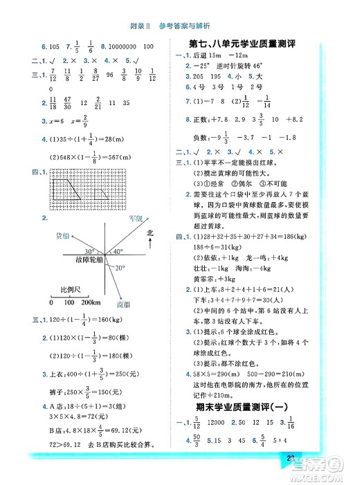 龙门书局2024年秋黄冈小状元作业本六年级数学上册西师版答案 龙门书局2024年秋黄冈小状元作业本六年级数学上册西师版答案