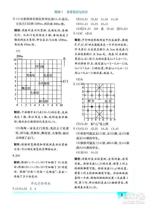 龙门书局2024年秋黄冈小状元作业本五年级数学上册人教版答案