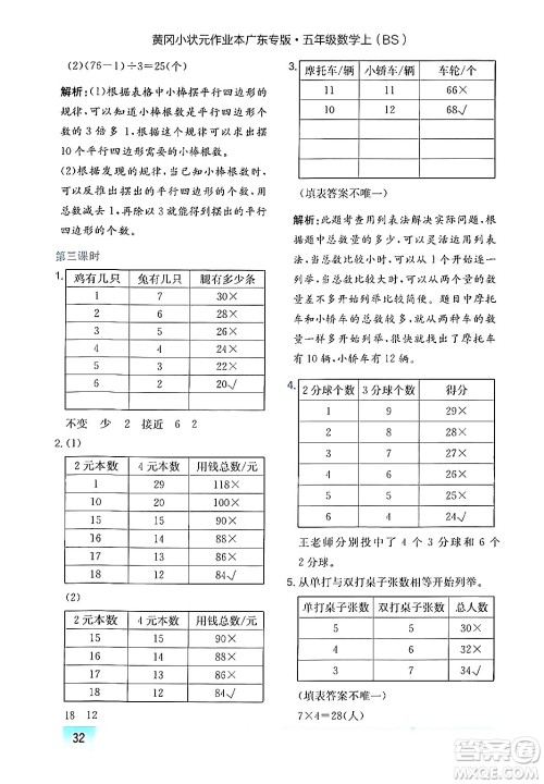 龙门书局2024年秋黄冈小状元作业本五年级数学上册北师大版广东专版答案 龙门书局2024年秋黄冈小状元作业本五年级数学上册北师大版广东专版答案