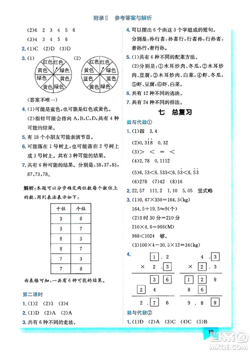 龙门书局2024年秋黄冈小状元作业本五年级数学上册西师版答案