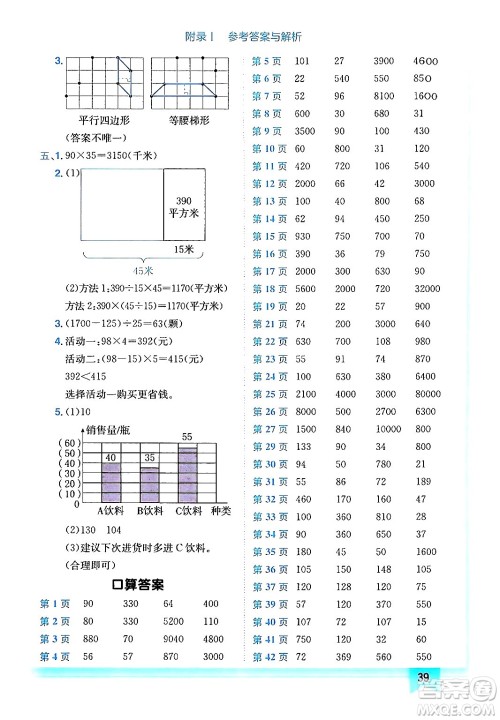 龙门书局2024年秋黄冈小状元作业本四年级数学上册人教版答案