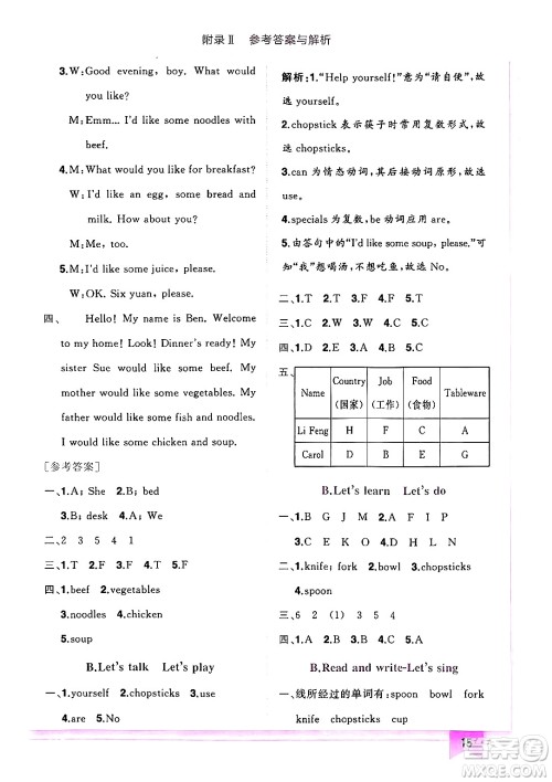龙门书局2024年秋黄冈小状元作业本四年级英语上册人教PEP版答案 龙门书局2024年秋黄冈小状元作业本四年级英语上册人教PEP版答案