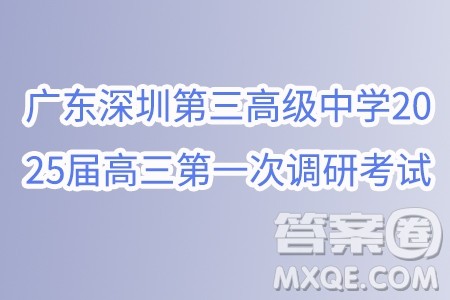 广东深圳第三高级中学2025届高三第一次调研考试数学试题答案