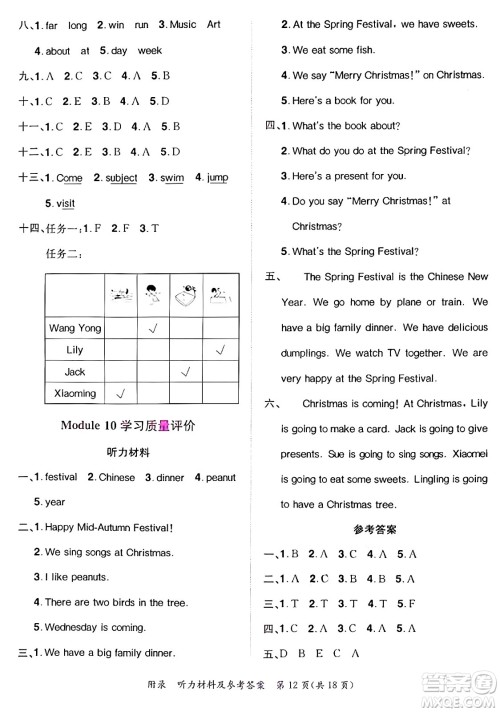 龙门书局2024年秋黄冈小状元达标卷四年级英语上册外研版三起点答案