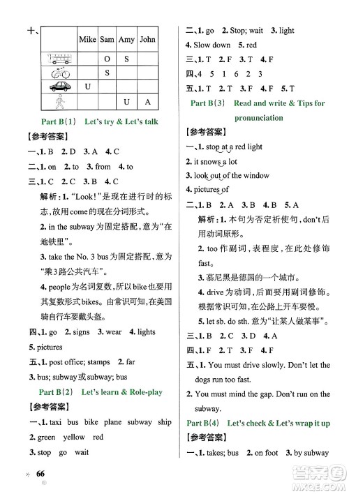 辽宁教育出版社2024年秋PASS小学学霸作业本六年级英语上册人教版答案