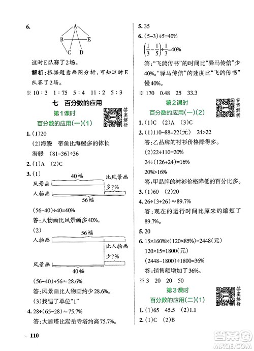 辽宁教育出版社2024年秋PASS小学学霸作业本六年级数学上册北师大版答案