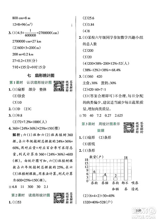 辽宁教育出版社2024年秋PASS小学学霸作业本六年级数学上册冀教版河北专版答案