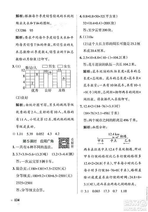 陕西师范大学出版总社有限公司2024年秋PASS小学学霸作业本五年级数学上册苏教版答案