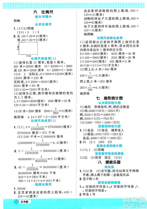 江西教育出版社2024年秋阳光同学计算小达人六年级数学上册冀教版答案