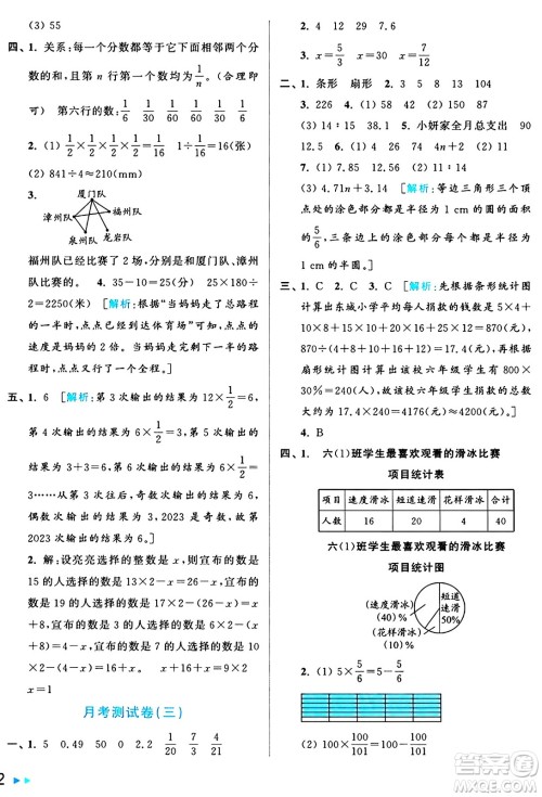 北京教育出版社2024年秋亮点给力大试卷六年级数学上册人教版答案