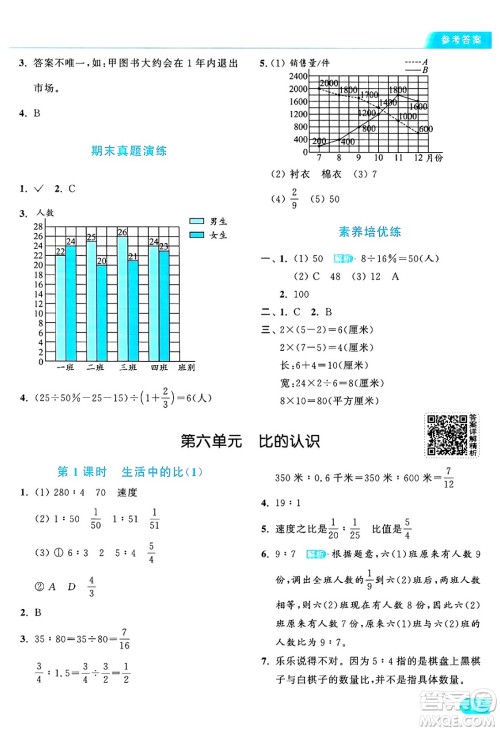 北京教育出版社2024年秋亮点给力提优课时作业本六年级数学上册北师大版答案