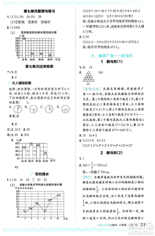 江西人民出版社2024年秋王朝霞创维新课堂六年级数学上册人教版答案
