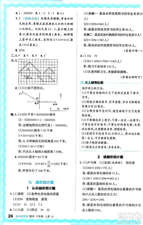 江西人民出版社2024年秋王朝霞创维新课堂六年级数学上册冀教版答案