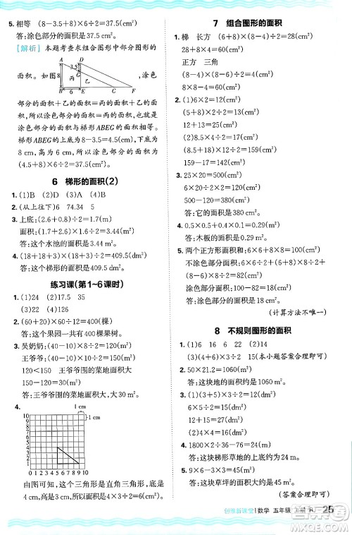 江西人民出版社2024年秋王朝霞创维新课堂五年级数学上册人教版答案