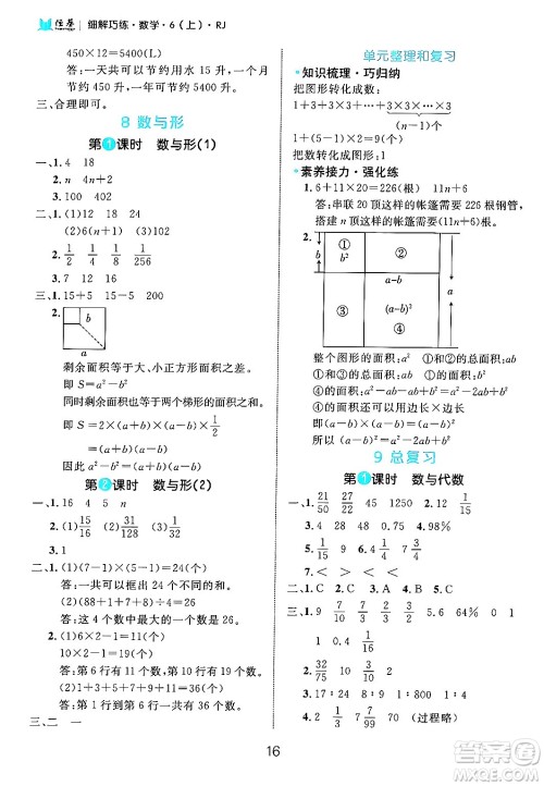 延边大学出版社2024年秋细解巧练六年级数学上册人教版答案