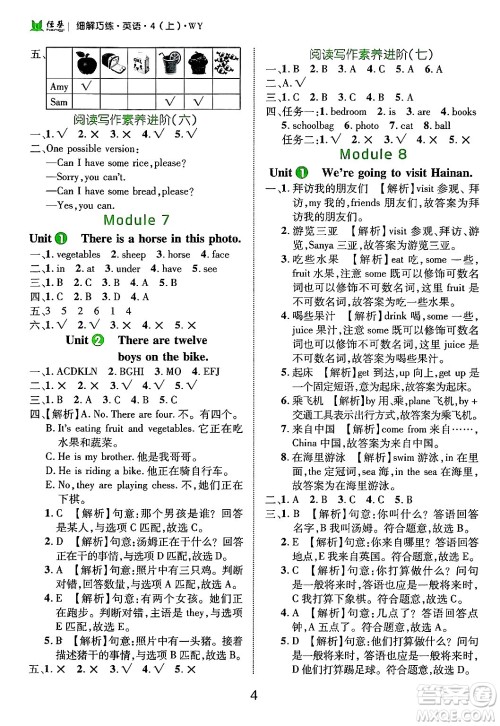 延边大学出版社2024年秋细解巧练四年级英语上册外研版答案