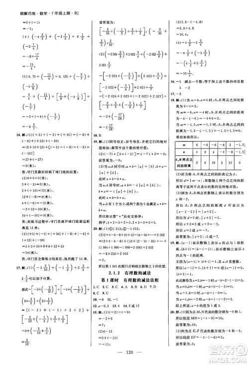 延边大学出版社2024年秋细解巧练七年级数学上册人教版答案