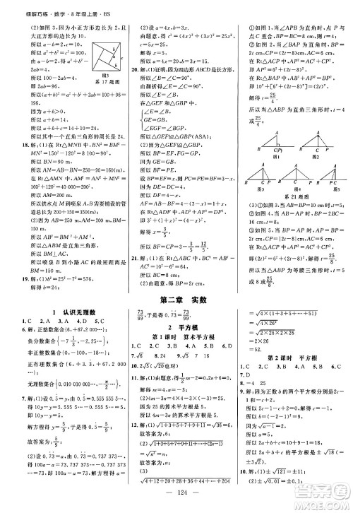 延边大学出版社2024年秋细解巧练八年级数学上册北师大版答案