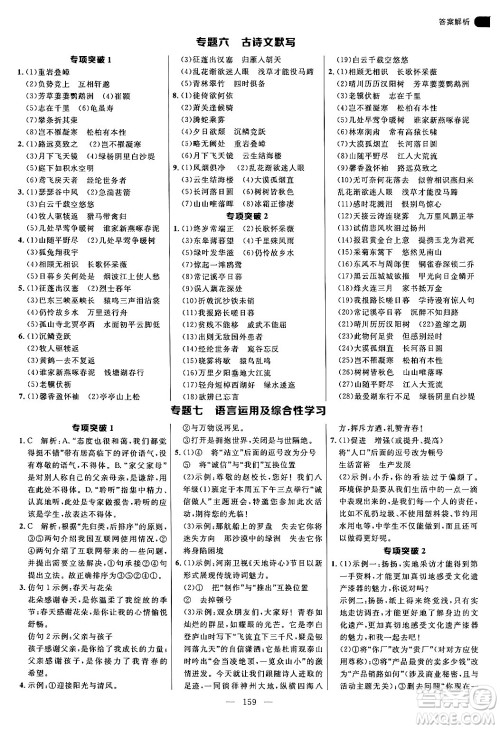 延边大学出版社2024年秋细解巧练八年级语文上册人教版答案