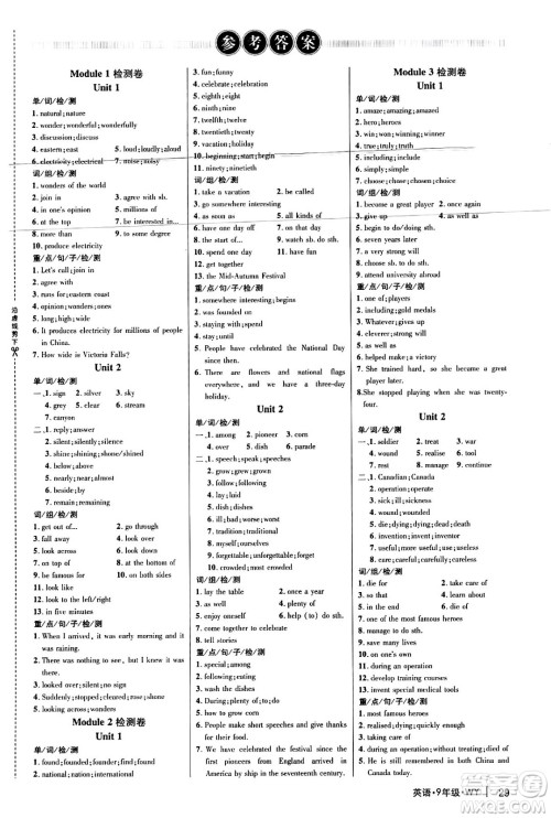延边大学出版社2024年秋细解巧练九年级英语上册外研版答案
