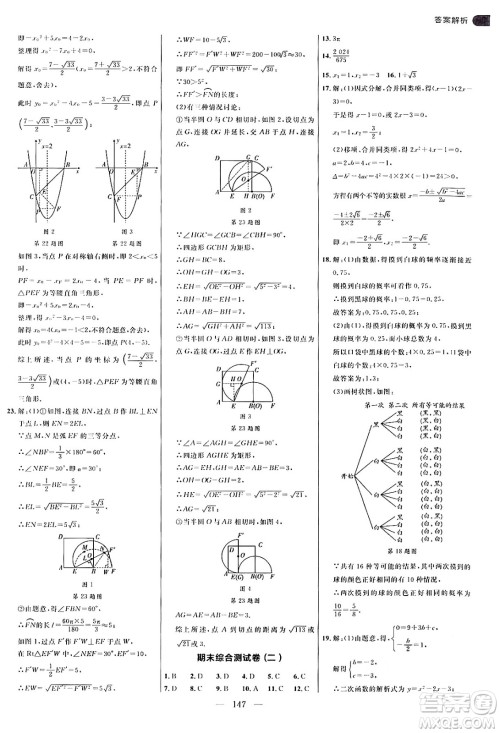 延边大学出版社2024年秋细解巧练九年级数学上册人教版答案