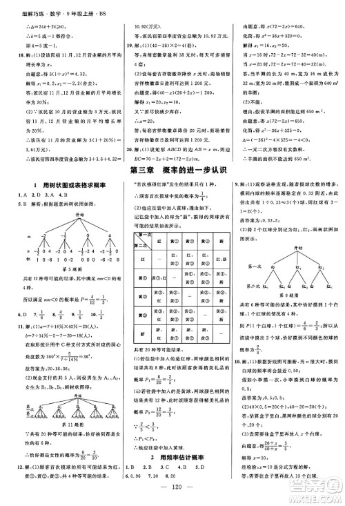 延边大学出版社2024年秋细解巧练九年级数学上册北师大版答案