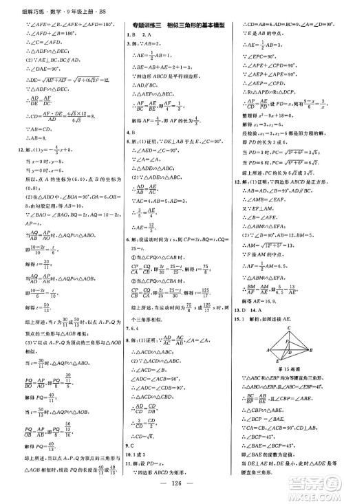 延边大学出版社2024年秋细解巧练九年级数学上册北师大版答案