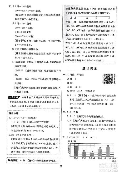 吉林教育出版社2024年秋实验班提优大考卷四年级数学上册苏教版答案 吉林教育出版社2024年秋实验班提优大考卷四年级数学上册苏教版答案