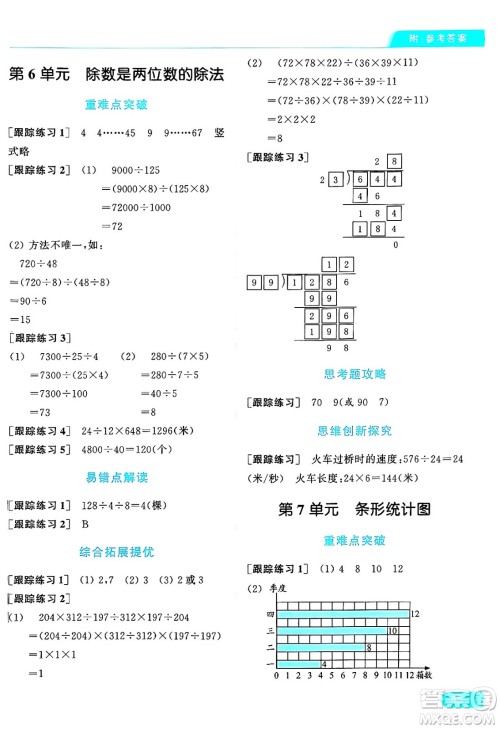 北京教育出版社2024年秋亮点给力提优课时作业本四年级数学上册人教版答案