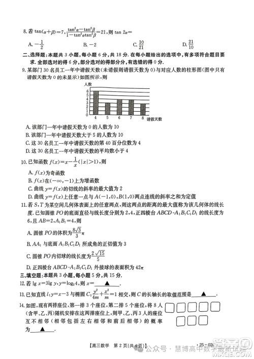 2025届广东高三8月大联考25-02C数学试题答案