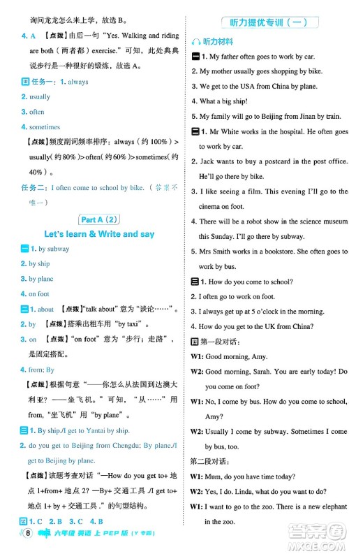 陕西师范大学出版总社有限公司2024年秋综合应用创新题典中点六年级英语上册人教PEP版河南专版答案 陕西师范大学出版总社有限公司2024年秋综合应用创新题典中点六年级英语上册人教PEP版河南专版答案