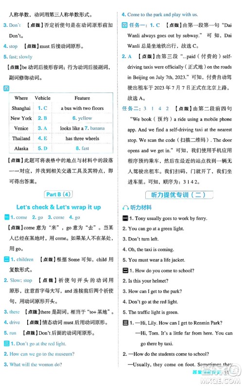 陕西师范大学出版总社有限公司2024年秋综合应用创新题典中点六年级英语上册人教PEP版河南专版答案