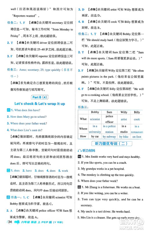 陕西师范大学出版总社有限公司2024年秋综合应用创新题典中点六年级英语上册人教PEP版河南专版答案