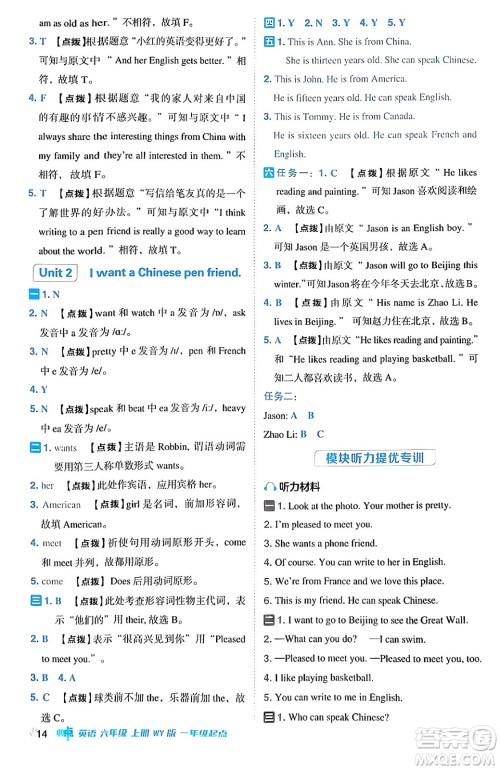 山西教育出版社2024年秋综合应用创新题典中点六年级英语上册外研版一起点答案 山西教育出版社2024年秋综合应用创新题典中点六年级英语上册外研版一起点答案