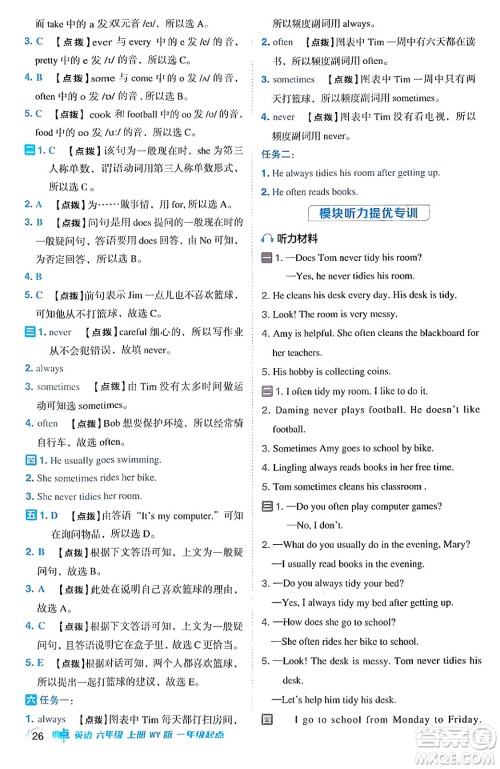 山西教育出版社2024年秋综合应用创新题典中点六年级英语上册外研版一起点答案 山西教育出版社2024年秋综合应用创新题典中点六年级英语上册外研版一起点答案