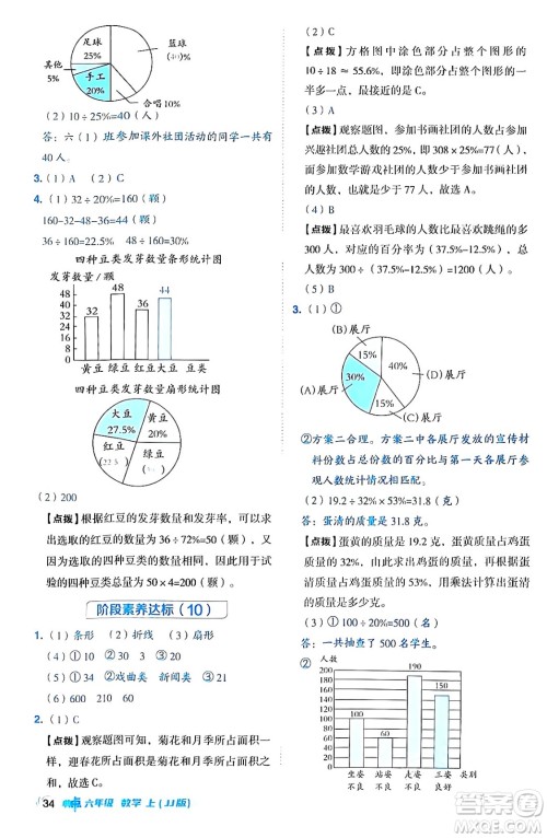 吉林教育出版社2024年秋综合应用创新题典中点六年级数学上册冀教版答案