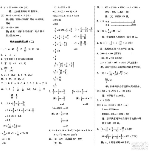 陕西师范大学出版总社有限公司2024年秋综合应用创新题典中点六年级数学上册人教版湖北专版答案