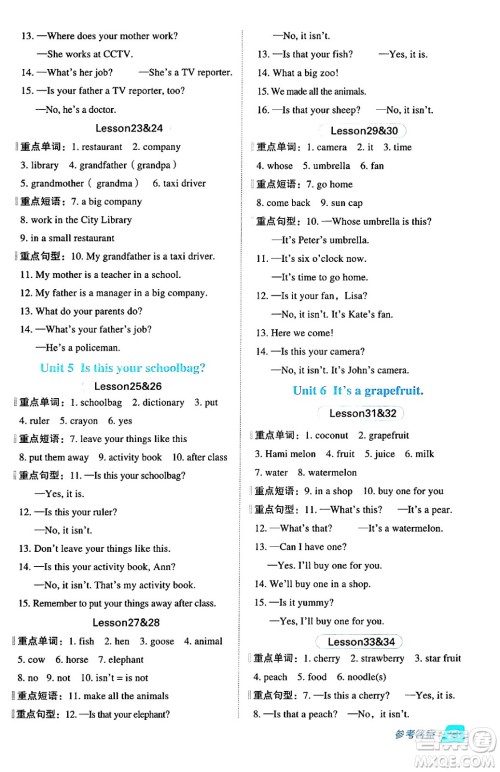 吉林教育出版社2024年秋综合应用创新题典中点五年级英语上册人教版三起点答案 吉林教育出版社2024年秋综合应用创新题典中点五年级英语上册人教版三起点答案