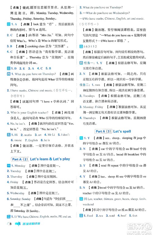 吉林教育出版社2024年秋综合应用创新题典中点五年级英语上册人教PEP版三起点答案 吉林教育出版社2024年秋综合应用创新题典中点五年级英语上册人教PEP版三起点答案