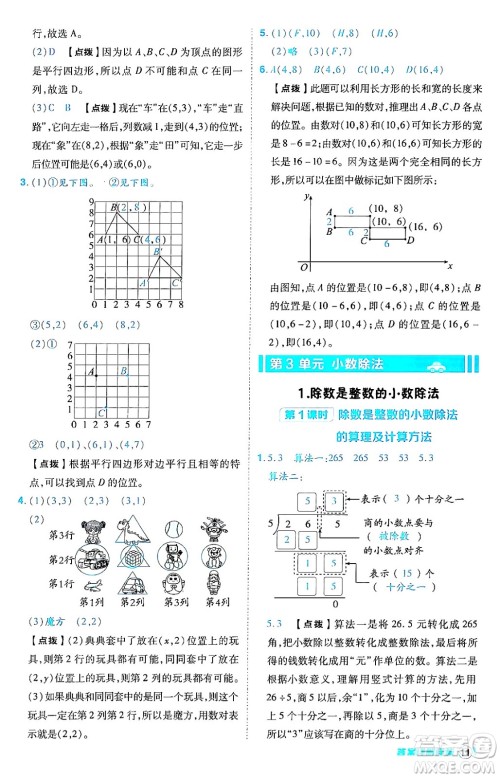 陕西师范大学出版总社有限公司2024年秋综合应用创新题典中点五年级数学上册人教版答案