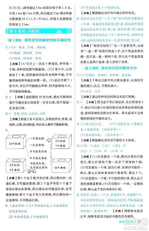 陕西师范大学出版总社有限公司2024年秋综合应用创新题典中点五年级数学上册人教版答案