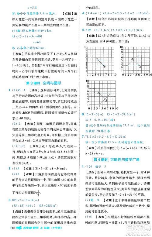 陕西师范大学出版总社有限公司2024年秋综合应用创新题典中点五年级数学上册人教版答案